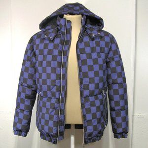 Urban Outfitters Purple and Black Checkered Puffer Jacket